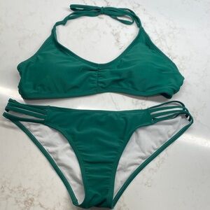 Shekini Bikini Set | Halter | Cut Out | Strappy | Emerald Green | Size Medium